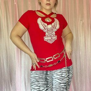 Harley Davidson 2011 Criss Cross Red Tee